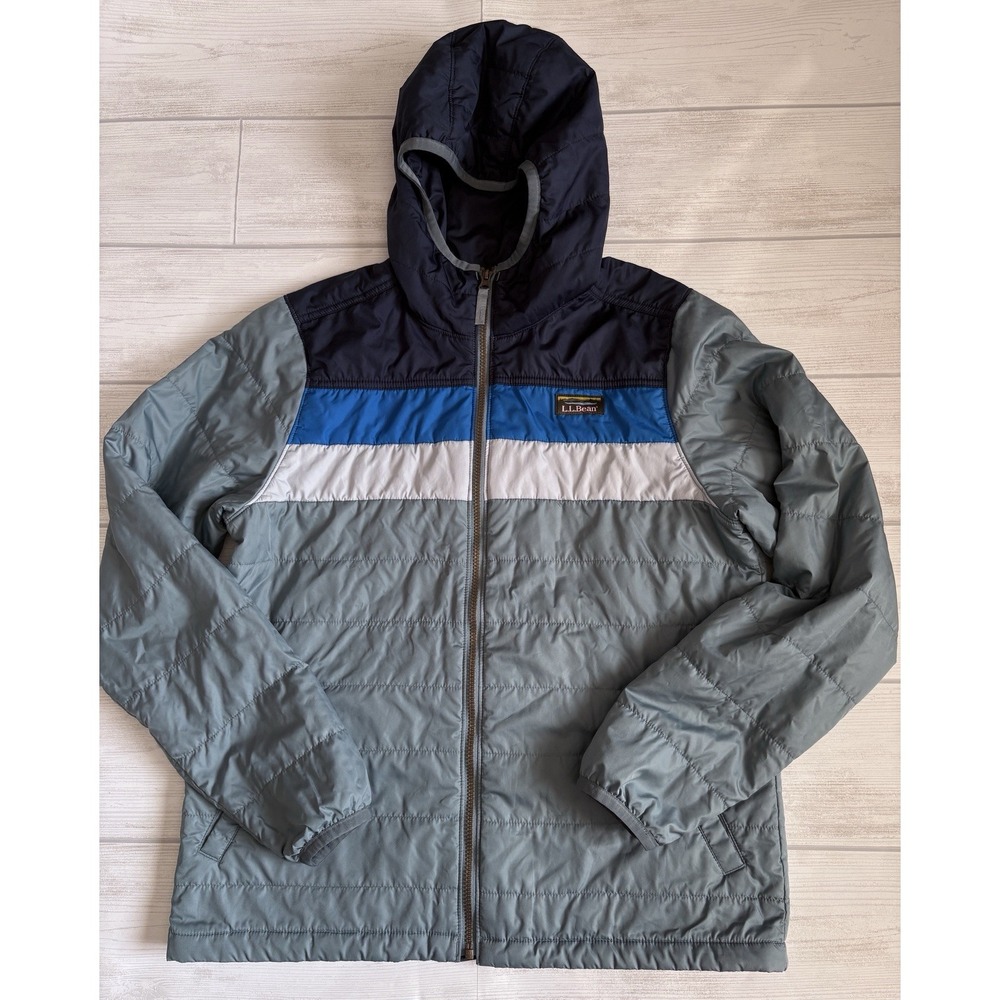 L.L. Bean Men's Mountain Classic Puffer Jacket Colorblock Navy Marine Blue M